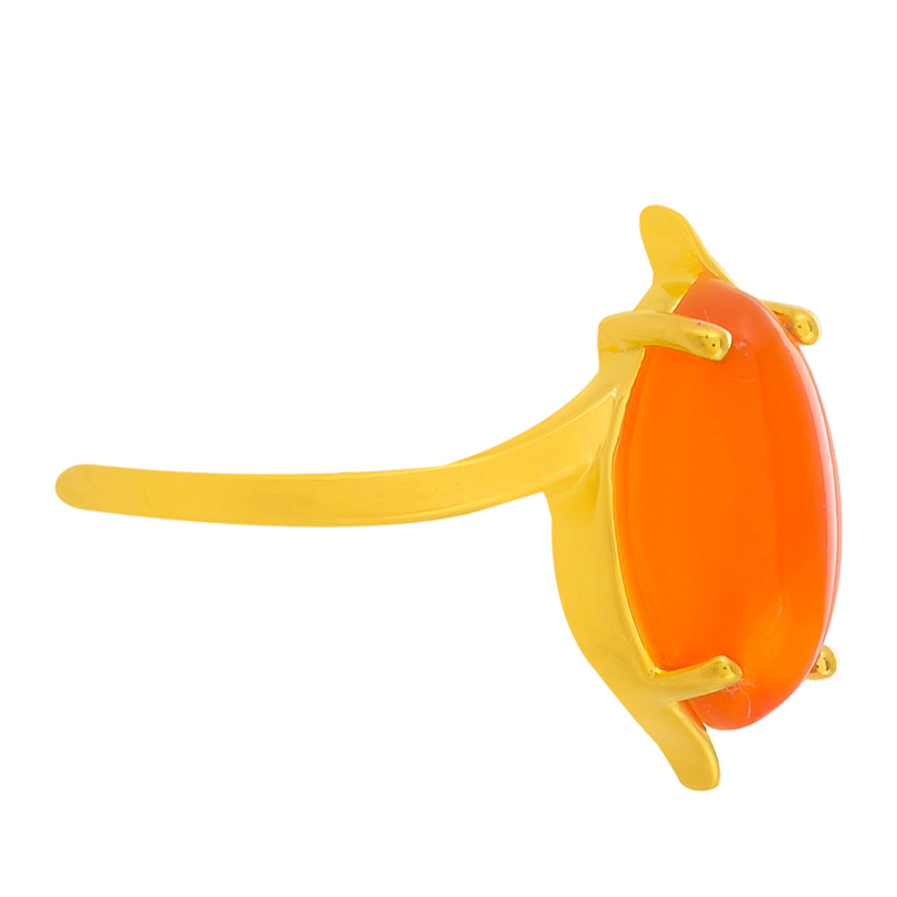 Anillo de Plata Bañada en Oro con Cornalina 2 