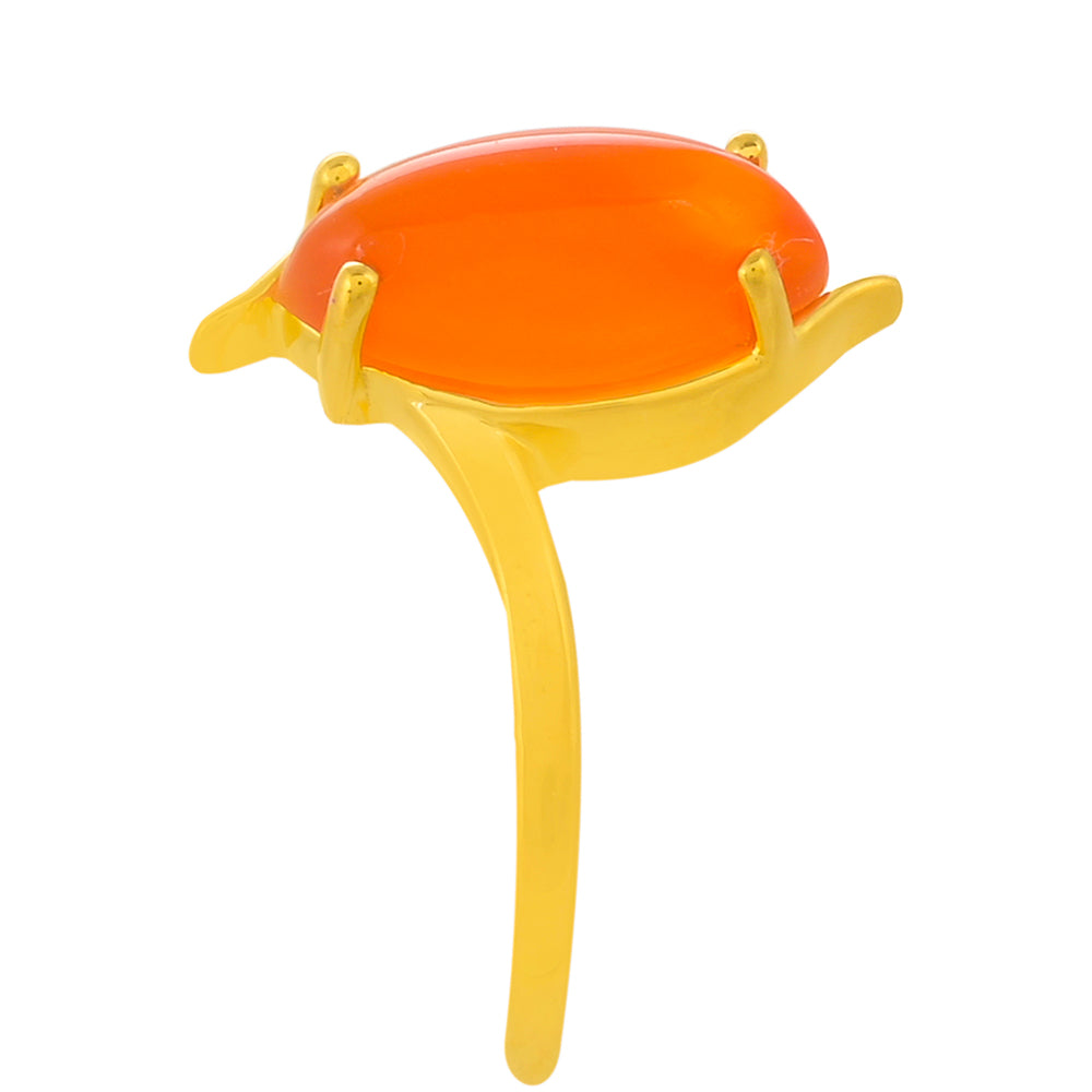 Anillo de Plata Bañada en Oro con Cornalina