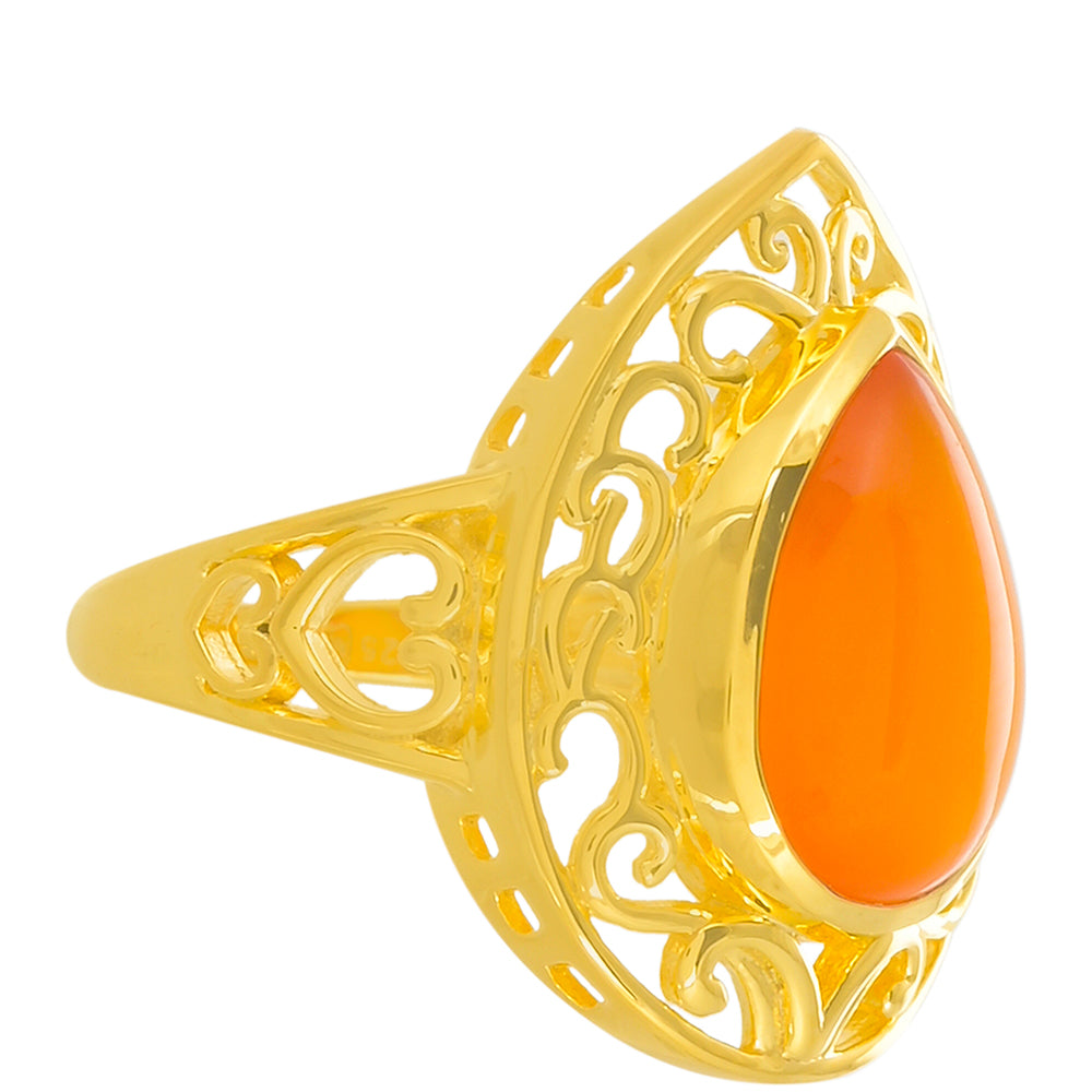 Anillo de Plata Bañada en Oro con Cornalina 2 