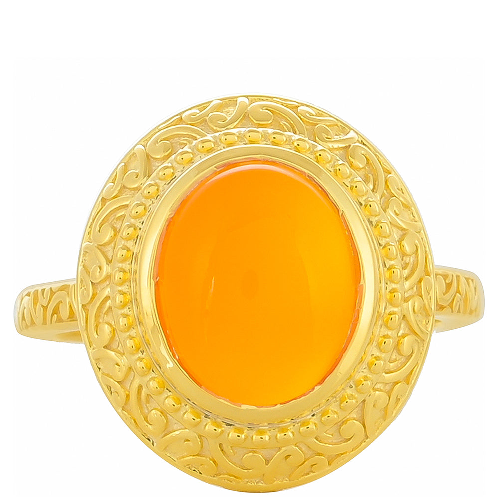Anillo de Plata Bañada en Oro con Cornalina