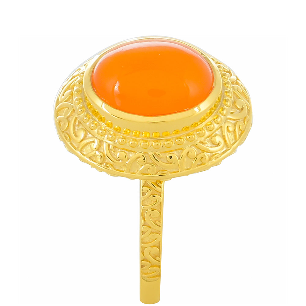 Anillo de Plata Bañada en Oro con Cornalina
