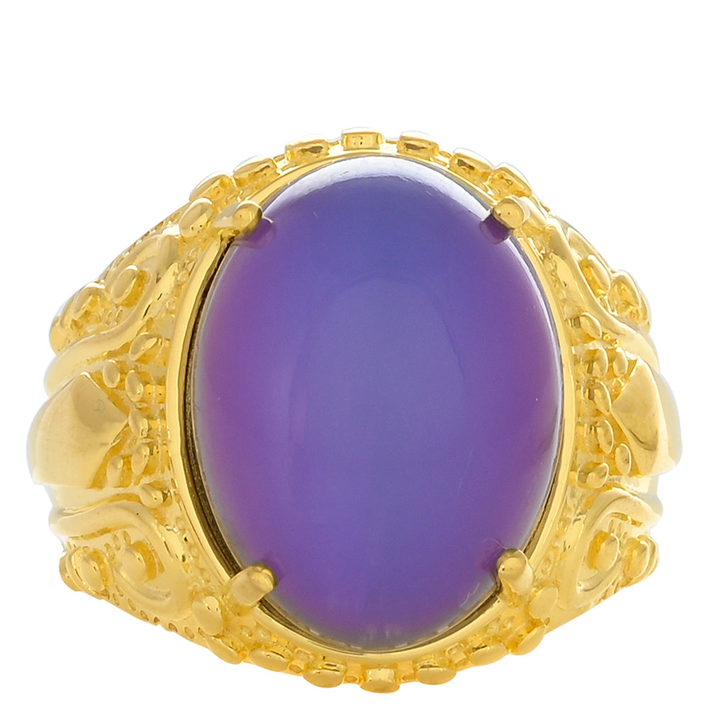 Anillo de Plata Bañada en Oro con Piedra Lunar Púrpura 1 