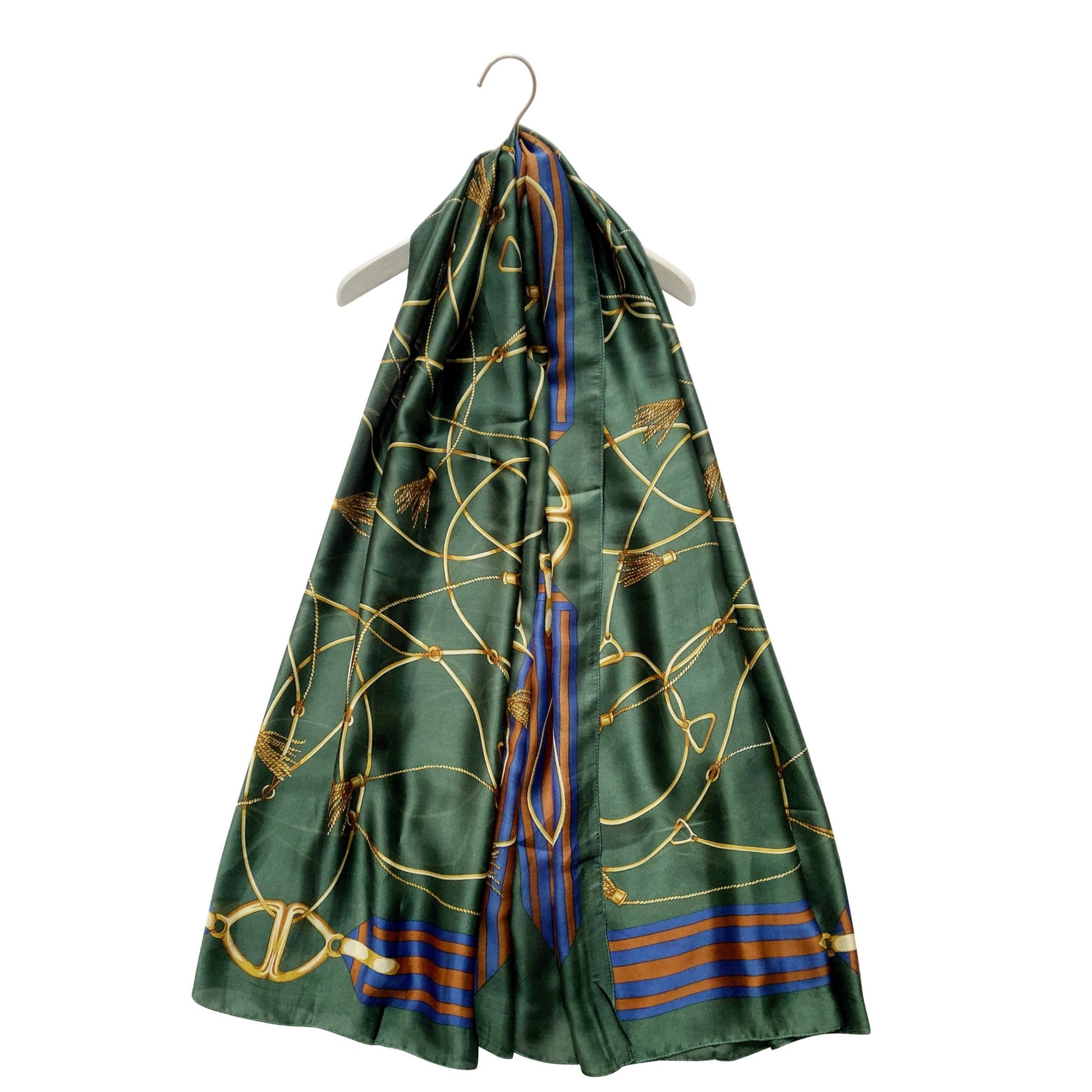 Pañuelo de seda 100% auténtica, 90 cm x 180 cm, verde 1 