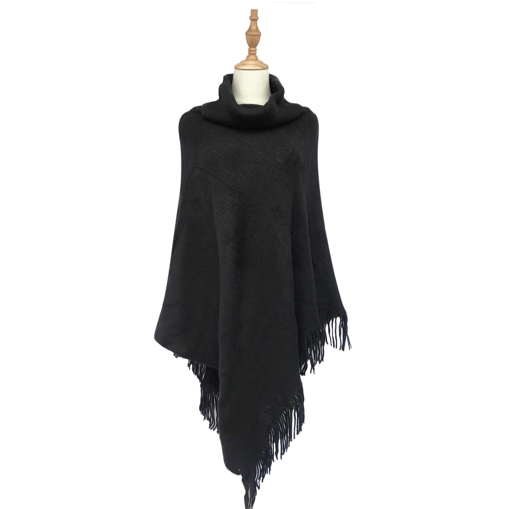 Poncho de punto con cuello alto, 50 cm x 70 cm x 335 cm, negro 3 