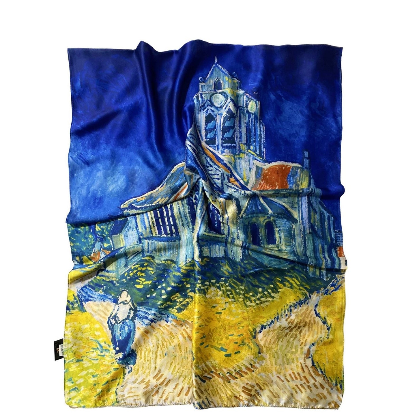 Pañuelo de seda, 70 cm x 180 cm, Van Gogh -The Church At Auvers