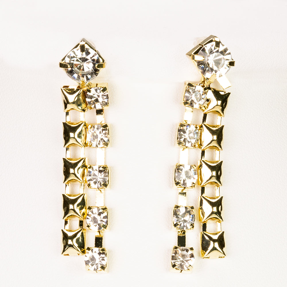 Conjunto de Aleación Bañado en Oro con Cristal Emporia® Blanco ( Collar +Pendientes ) 3 