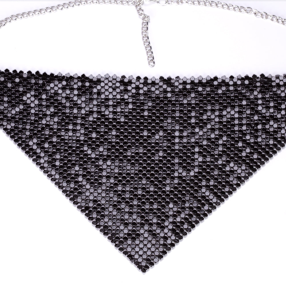 Conjunto de Aleación Bañado en Oro con Cristal Emporia® Negro ( Collar +Pendientes )