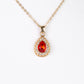 Conjunto de Aleación Bañado en Oro con Cristal Emporia® Rojo ( Collar +Pendientes +Pulsera +Anillo +Colgante )