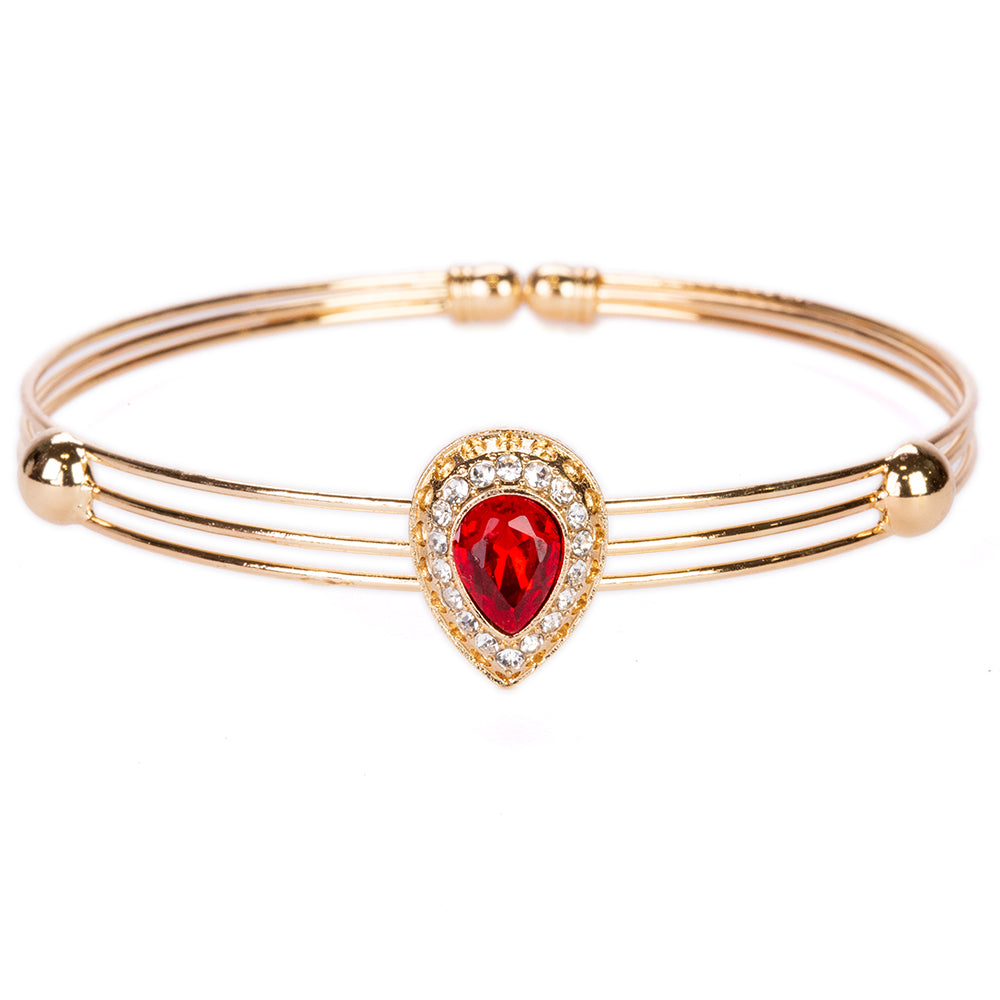 Conjunto de Aleación Bañado en Oro con Cristal Emporia® Rojo ( Collar +Pendientes +Pulsera +Anillo +Colgante ) 6 