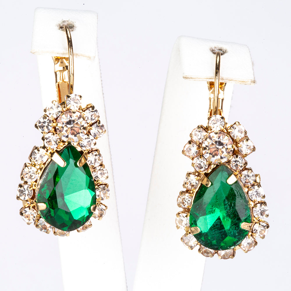 Conjunto de Aleación Bañado en Oro con Cristal Emporia® Verde ( Collar +Pendientes +Colgante ) 4 