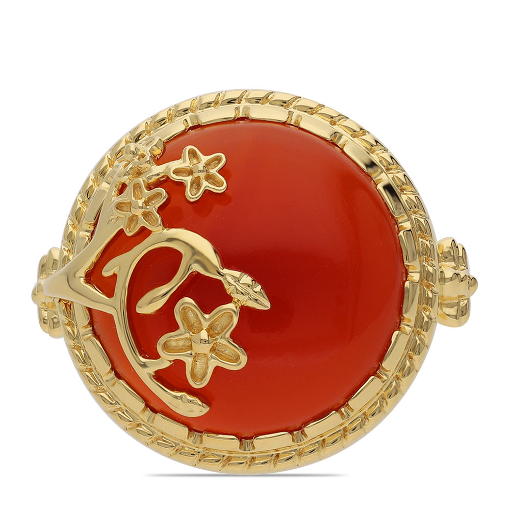 Anillo de Plata Bañada en Oro con Ónice rojo