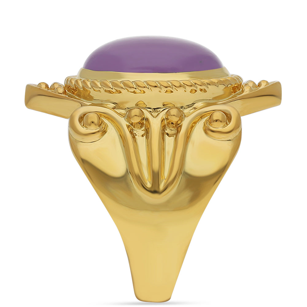 Anillo de Plata Bañada en Oro con Calcedonia lavanda