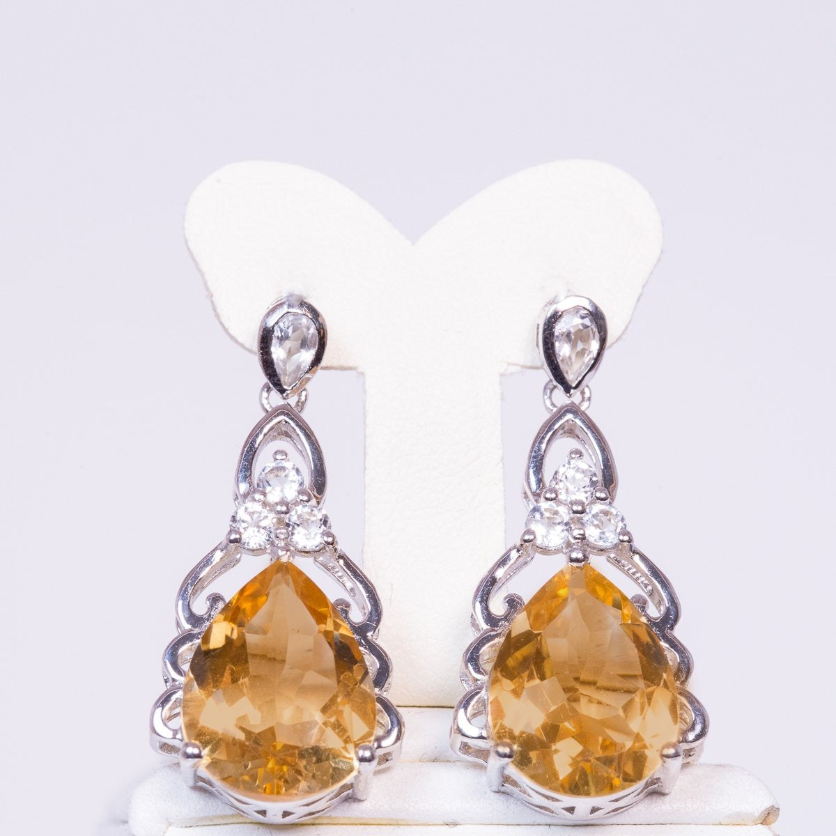 Pendientes de Plata con Citrino de los Montes Urales y Topacio Blanco 1 