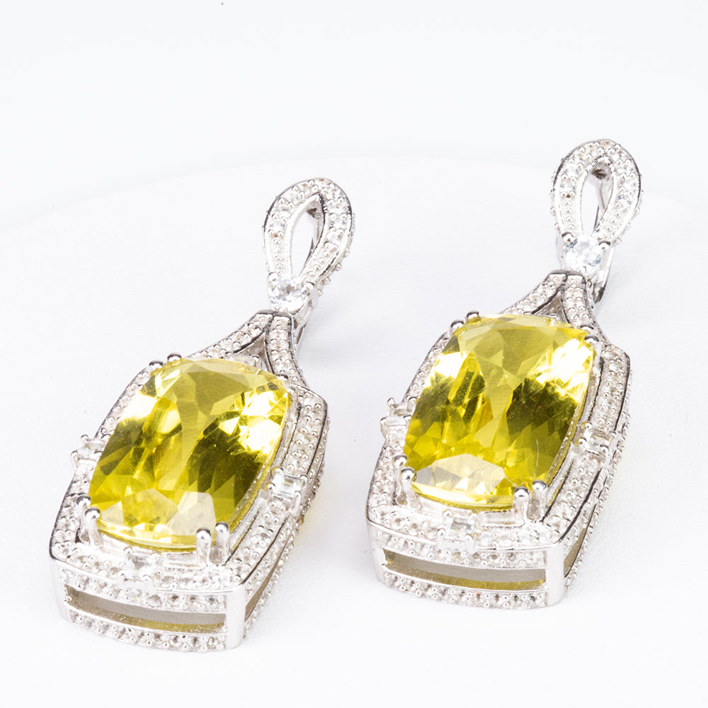 Pendientes de Plata con Diáspora artificial y Topacio Blanco 3 