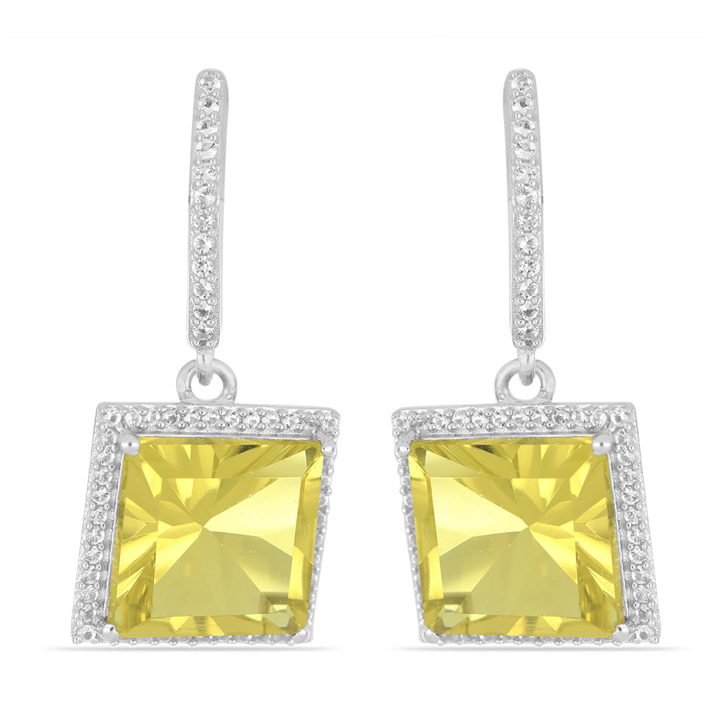 Pendientes de Plata con Cuarzo de Brasil y Topacio Blanco 2 