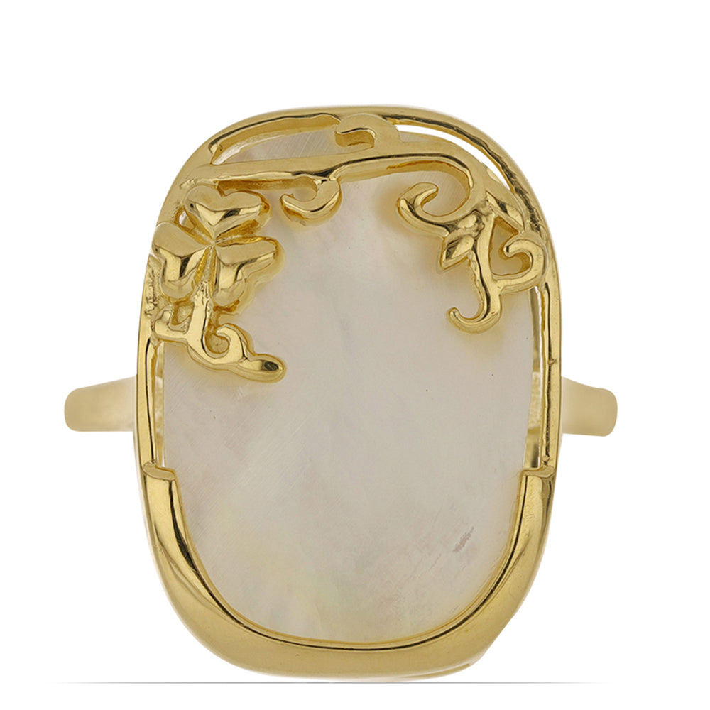 Anillo de Plata Bañada en Oro con Madreperla 1 