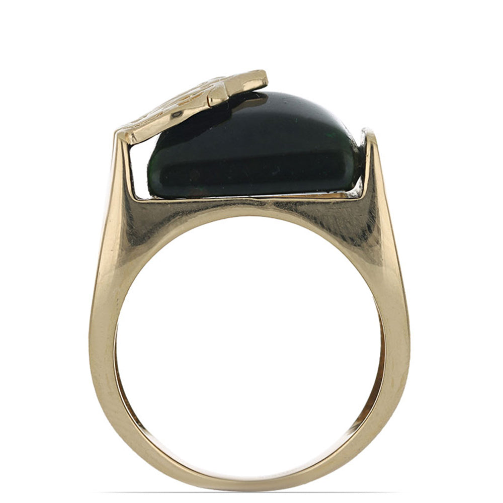 Anillo de Plata Bañada en Oro con Ojo de Tigre Verde