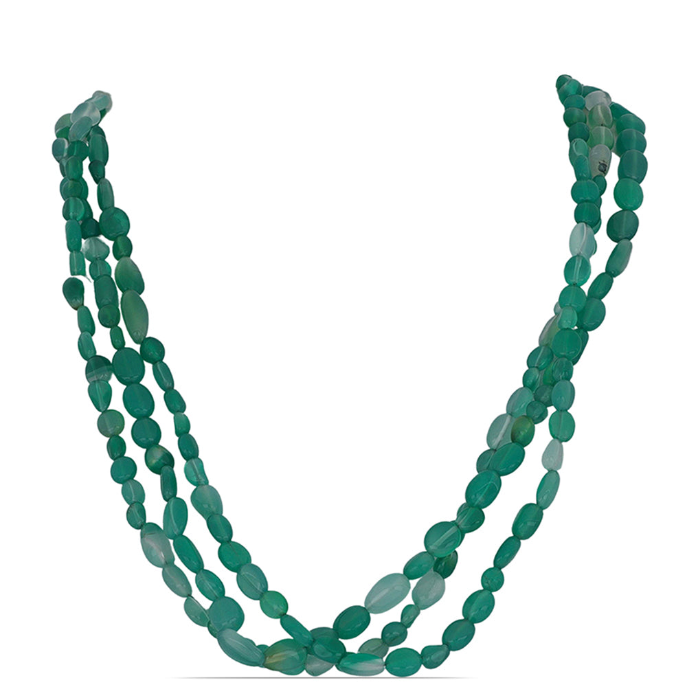 Collar de Plata Bañada en Oro con Ágata verde de Spruce Pine 1 