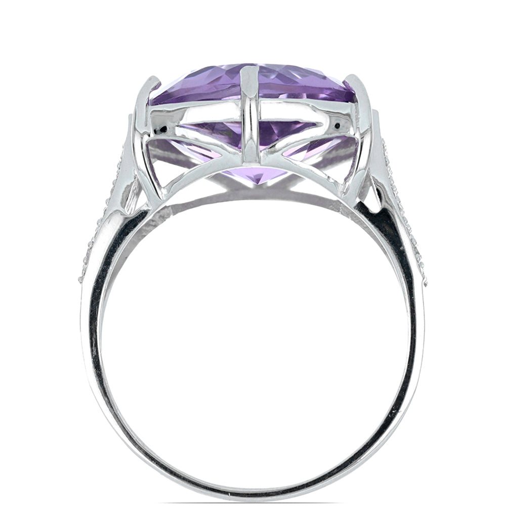 Anillo de Plata con Amatista de Vera Cruz y Topacio Blanco