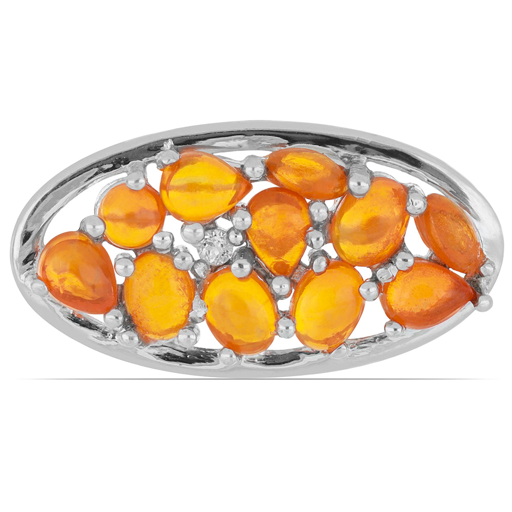 Anillo de Plata con Ópalo Naranja de Lega Dembi y Topacio Blanco 1 