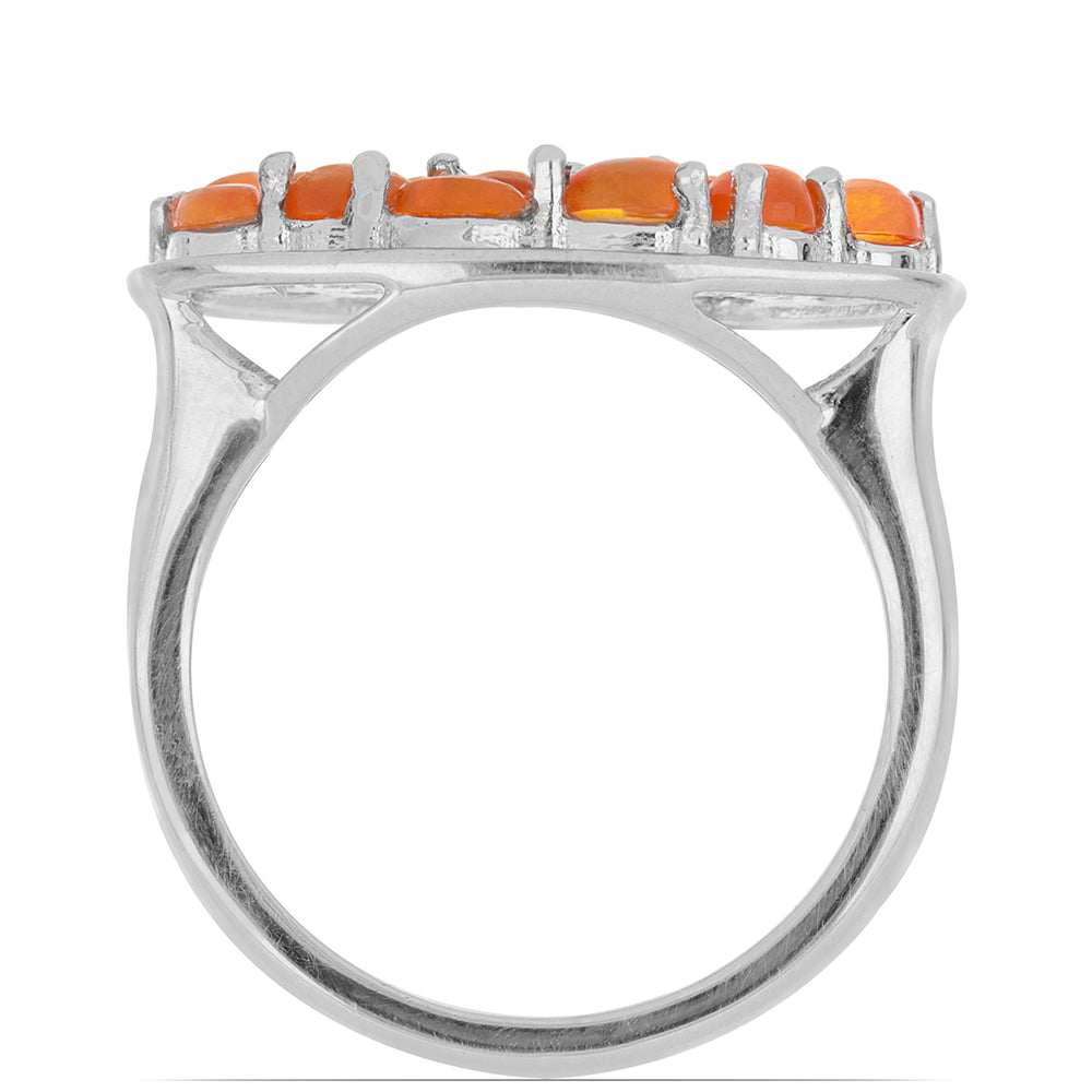 Anillo de Plata con Ópalo Naranja de Lega Dembi y Topacio Blanco