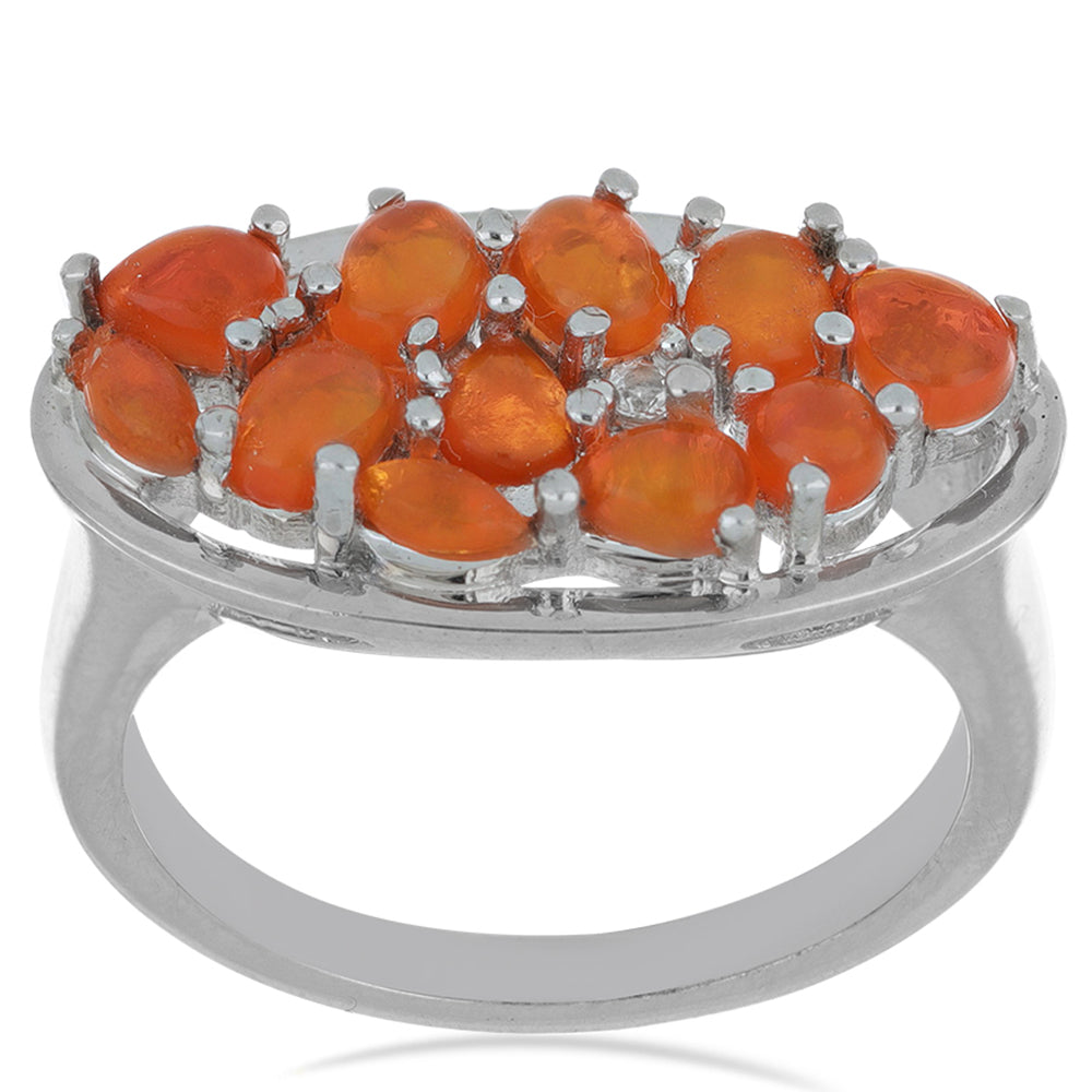 Anillo de Plata con Ópalo Naranja de Lega Dembi y Topacio Blanco 4 