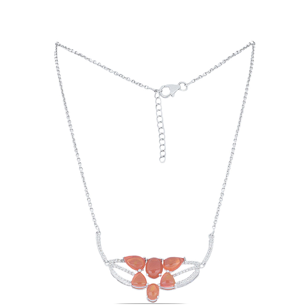 Collar de Plata con Ópalo Naranja de Lega Dembi y Topacio Blanco 1 