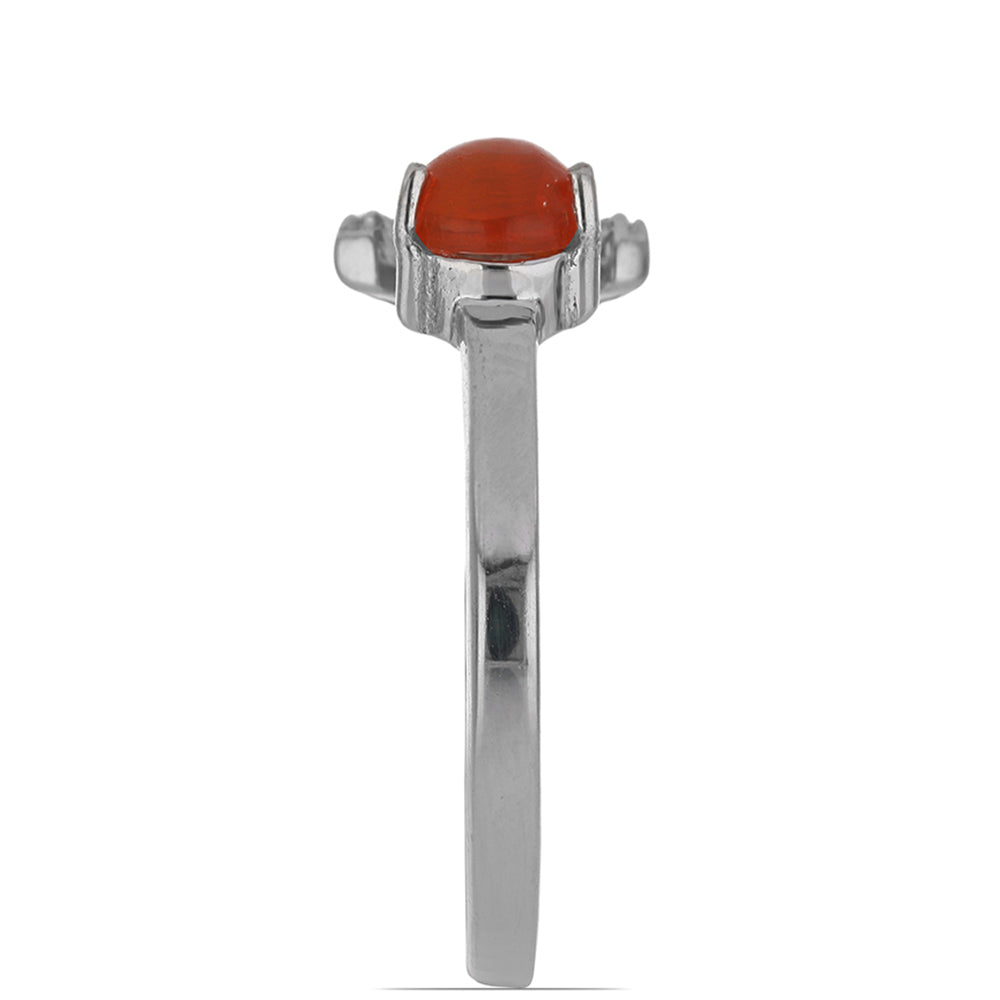 Anillo de Plata con Ópalo Naranja de Lega Dembi y Topacio Blanco