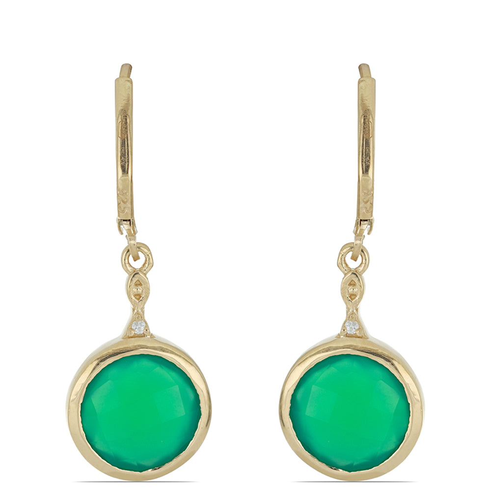 Pendientes de Plata Bañada en Oro con Ágata verde de Spruce Pine y Topacio Blanco 1 