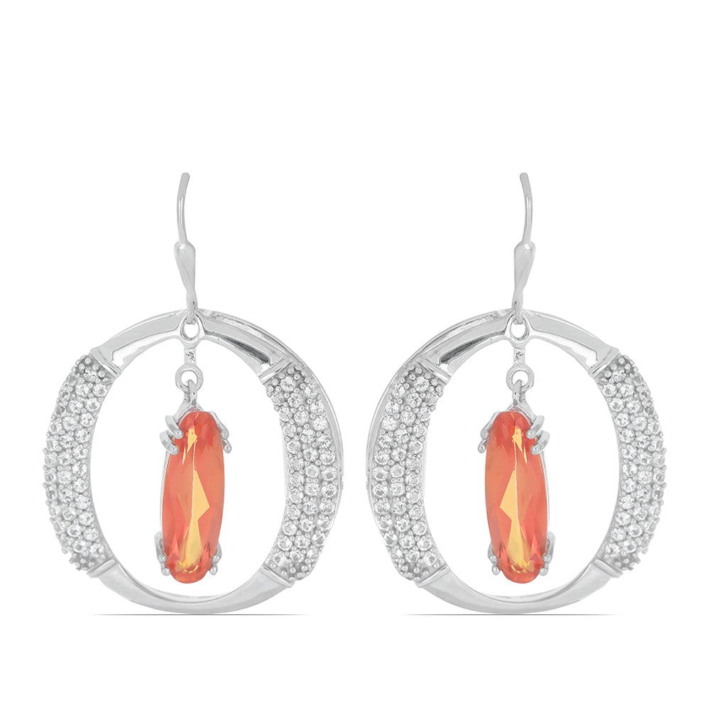 Pendientes de Plata con Cuarzo Padparadscha y Topacio Blanco 1 