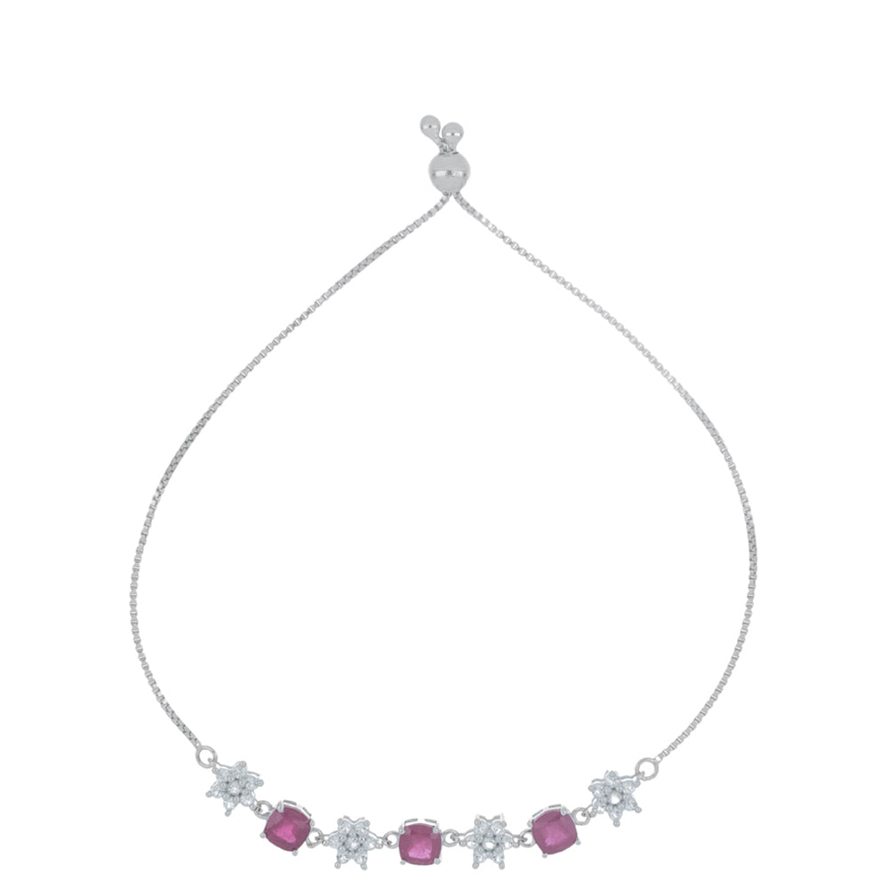 Pulsera de Plata con Rubí de Madagascar y Topacio Blanco 1 