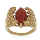 Anillo de Plata Bañada en Oro con Coral de Esponja Roja