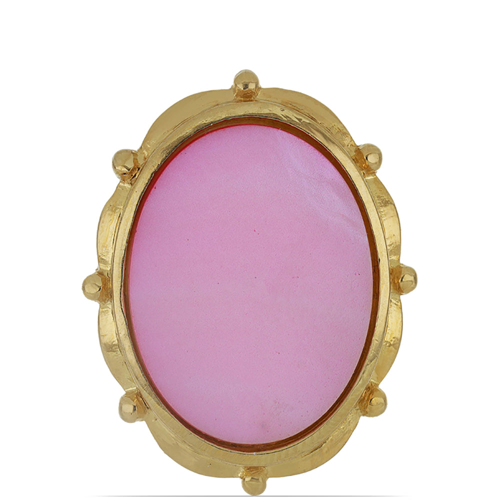 Anillo de Plata Bañada en Oro con Madreperla Rosa 1 