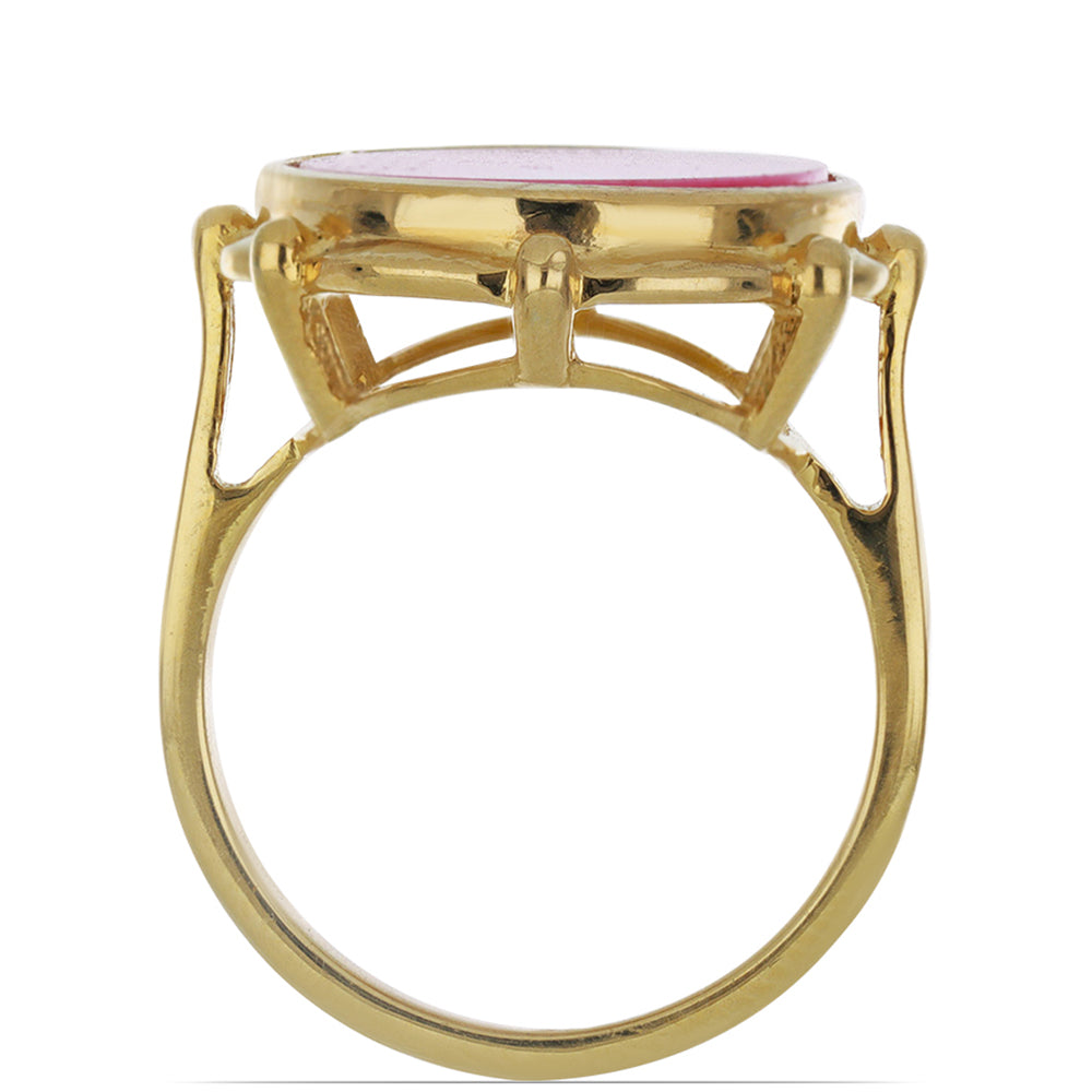 Anillo de Plata Bañada en Oro con Madreperla Rosa