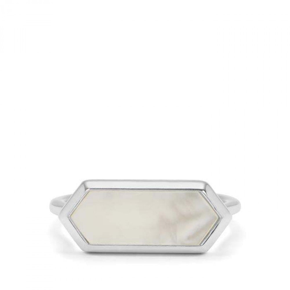 Anillo de Plata Bañada en Oro con Madreperla Rosa 1 