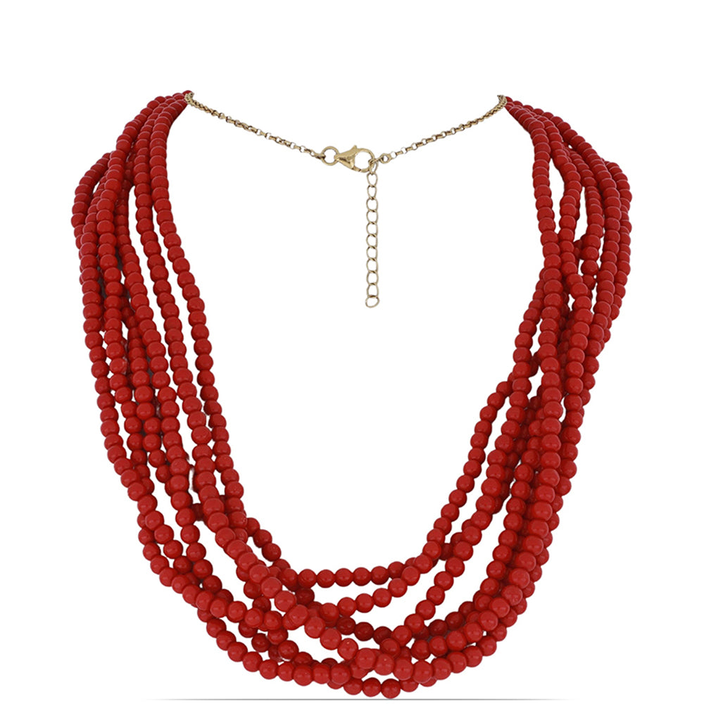 Collar de Plata Bañada en Oro con Coral de Esponja Roja 1 