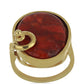 Anillo de Plata Bañada en Oro con Coral de Esponja Roja