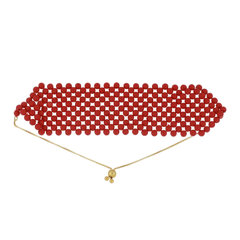 Pulsera de Plata Bañada en Oro con Coral de Esponja Roja 1 