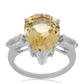 Anillo de Plata con Citrino de los Montes Urales y Topacio Blanco