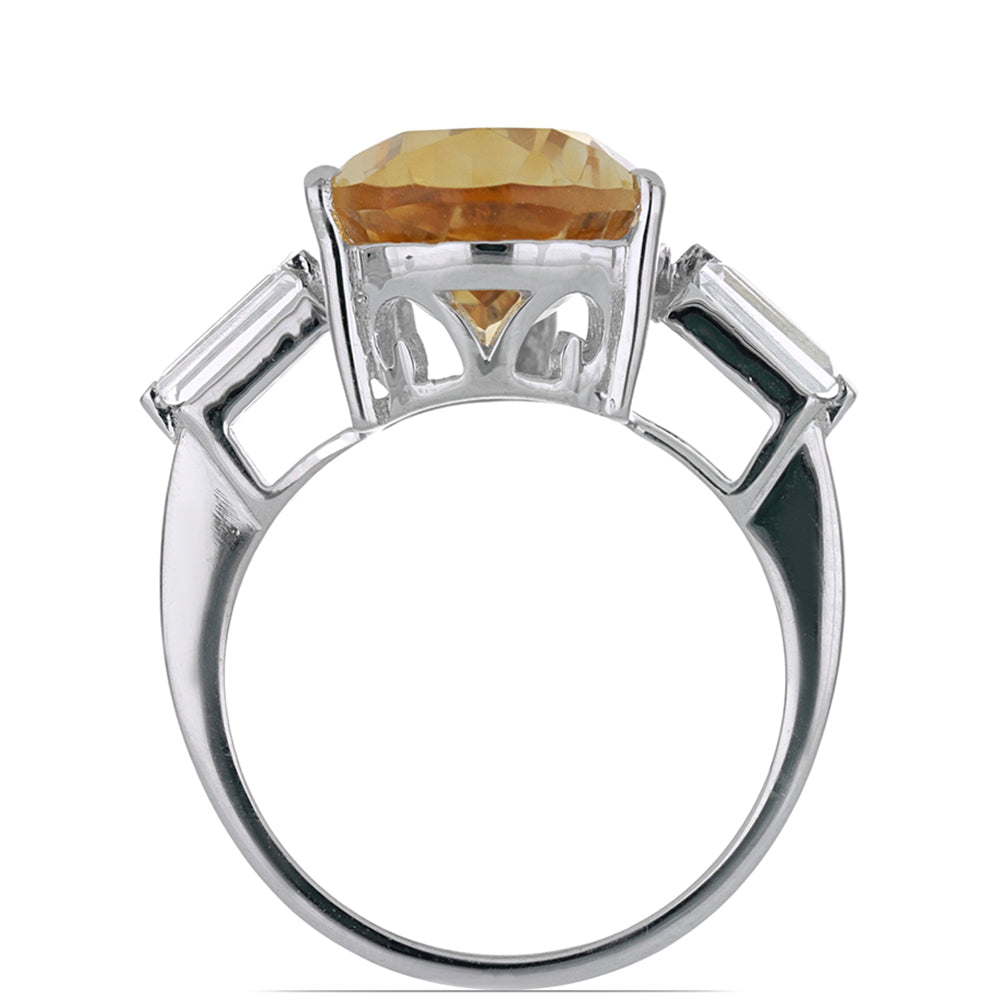 Anillo de Plata con Citrino de los Montes Urales y Topacio Blanco 4 