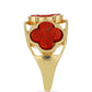 Anillo de Plata Bañada en Oro con Coral de Esponja Roja