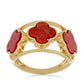 Anillo de Plata Bañada en Oro con Coral de Esponja Roja