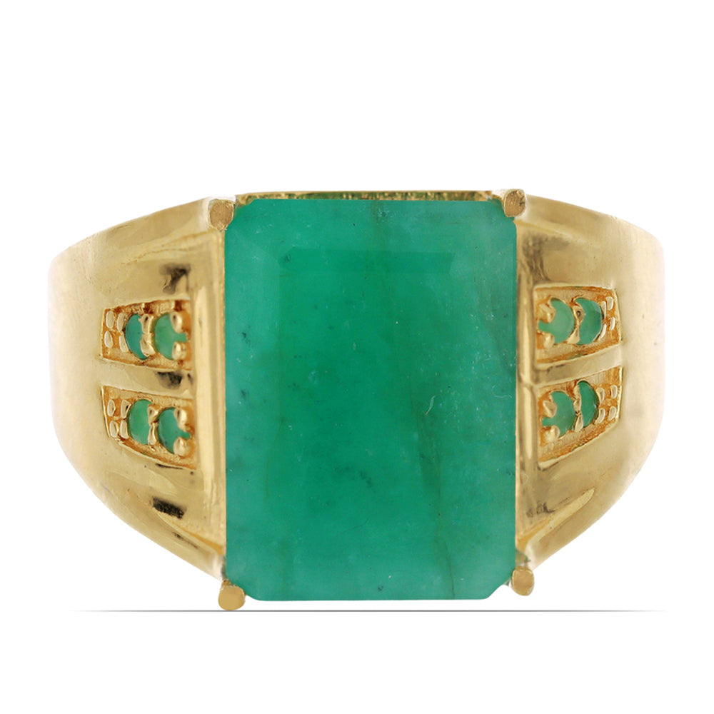 Anillo de Plata Bañada en Oro con Esmeralda de Brasil 1 