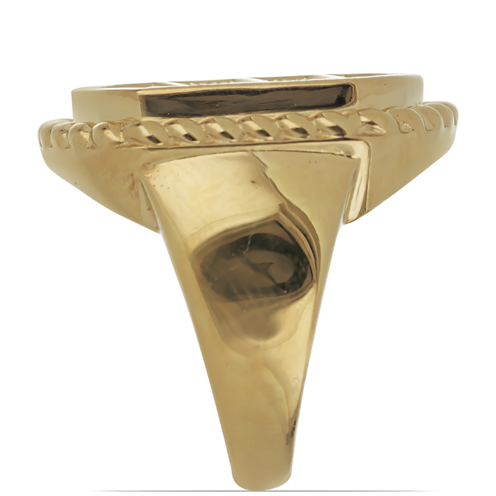 Anillo de Plata Bañada en Oro con Coral de Esponja Roja 3 