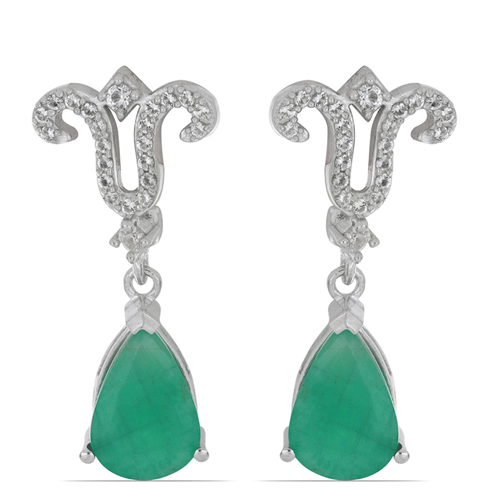 Pendientes de Plata con Esmeralda de Brasil y Topacio Blanco 1 