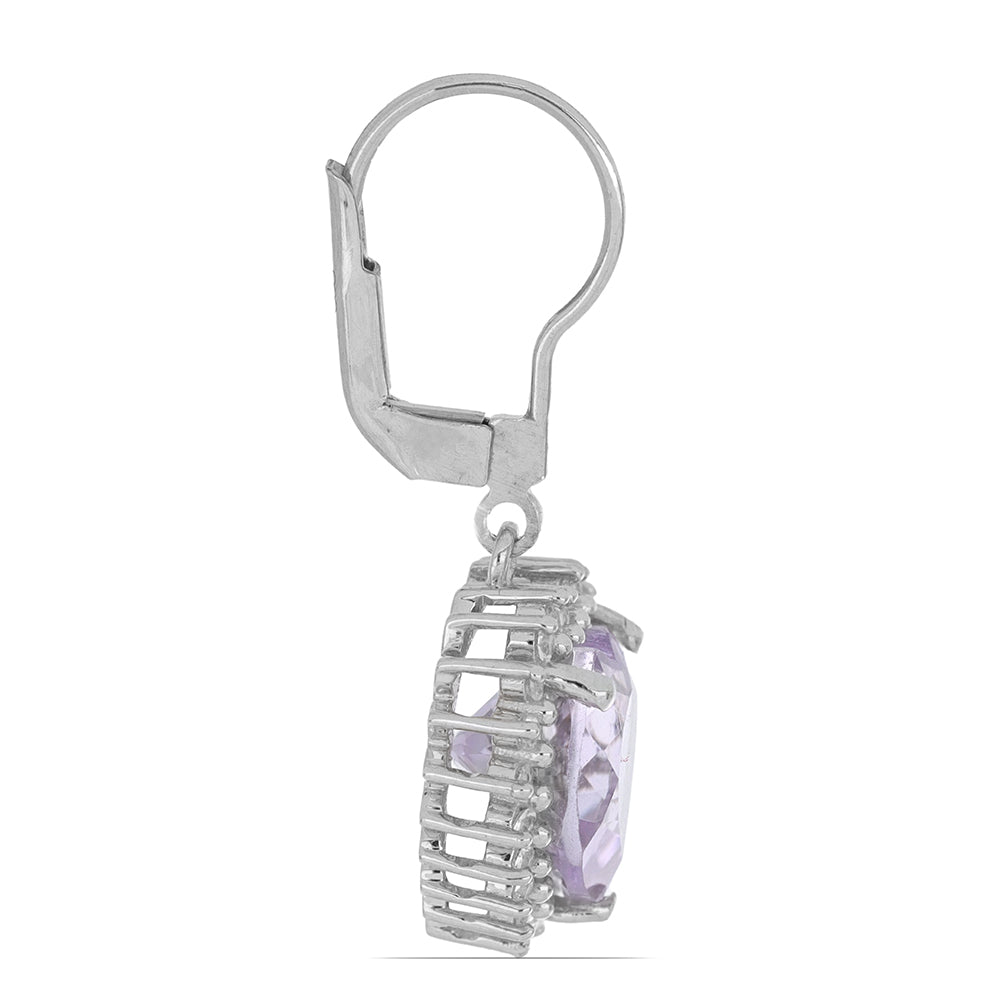 Pendientes de Plata con Amatista Rosa de Francia y Topacio Blanco 2 