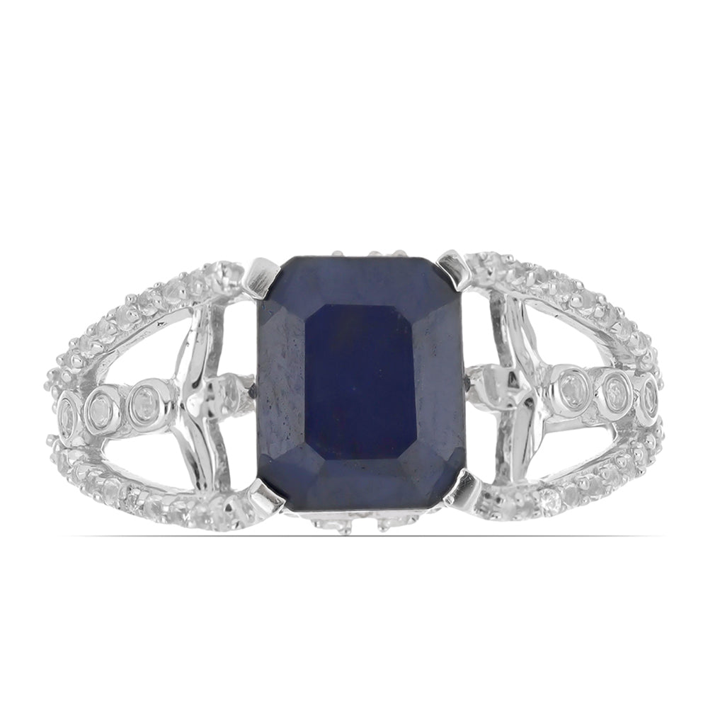 Anillo de Plata con Zafiro Azul Rosebery y Topacio Blanco 1 