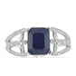 Anillo de Plata con Zafiro Azul Rosebery y Topacio Blanco
