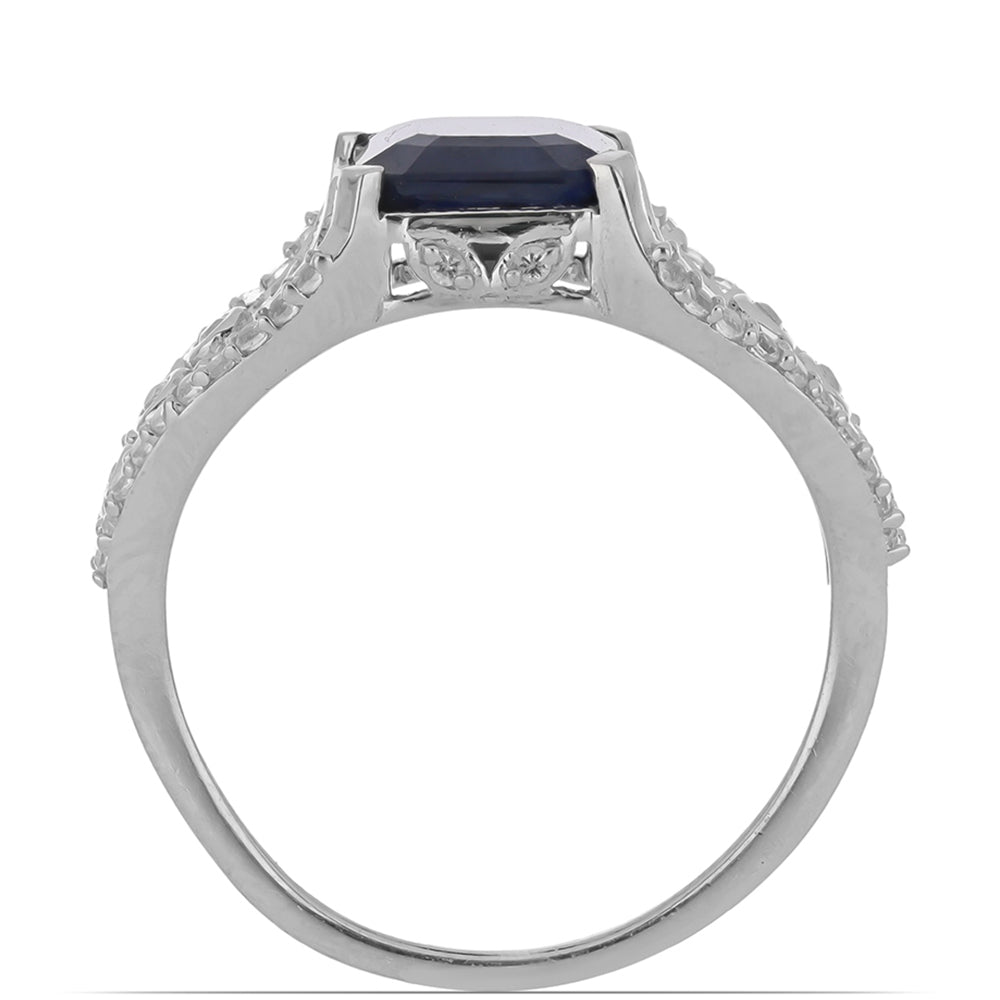 Anillo de Plata con Zafiro Azul Rosebery y Topacio Blanco 2 