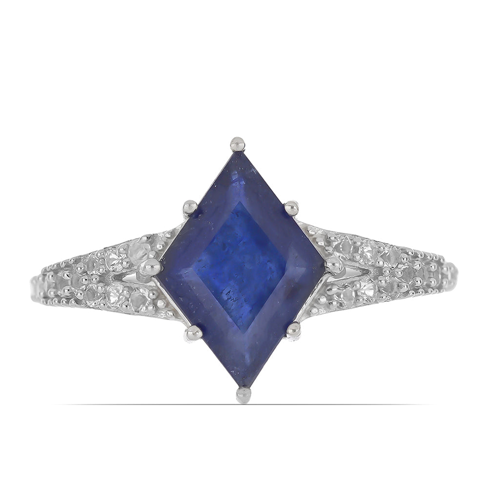 Anillo de Plata con Zafiro Azul Rosebery y Topacio Blanco 1 